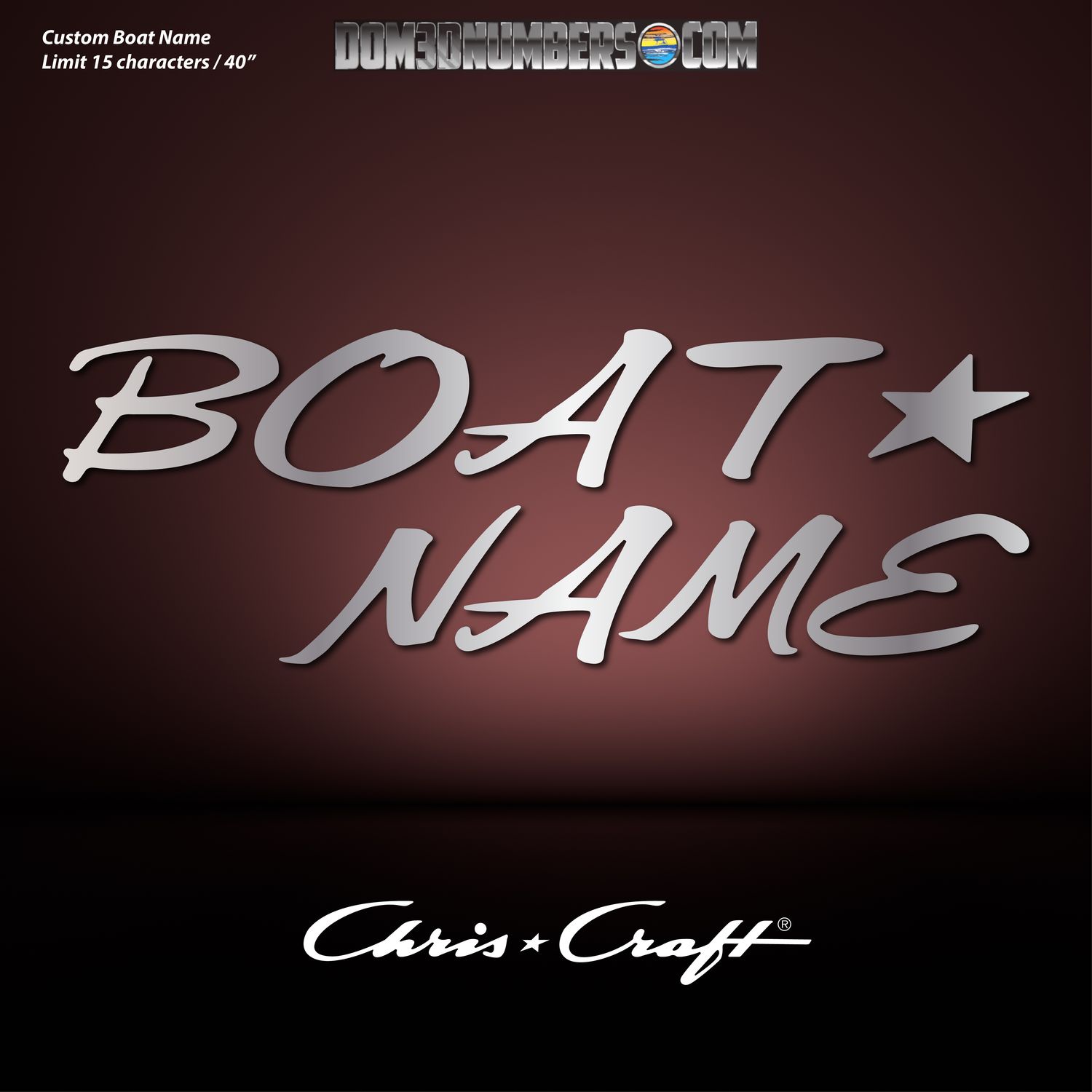 Domed Boat Name in the Chris Craft Font