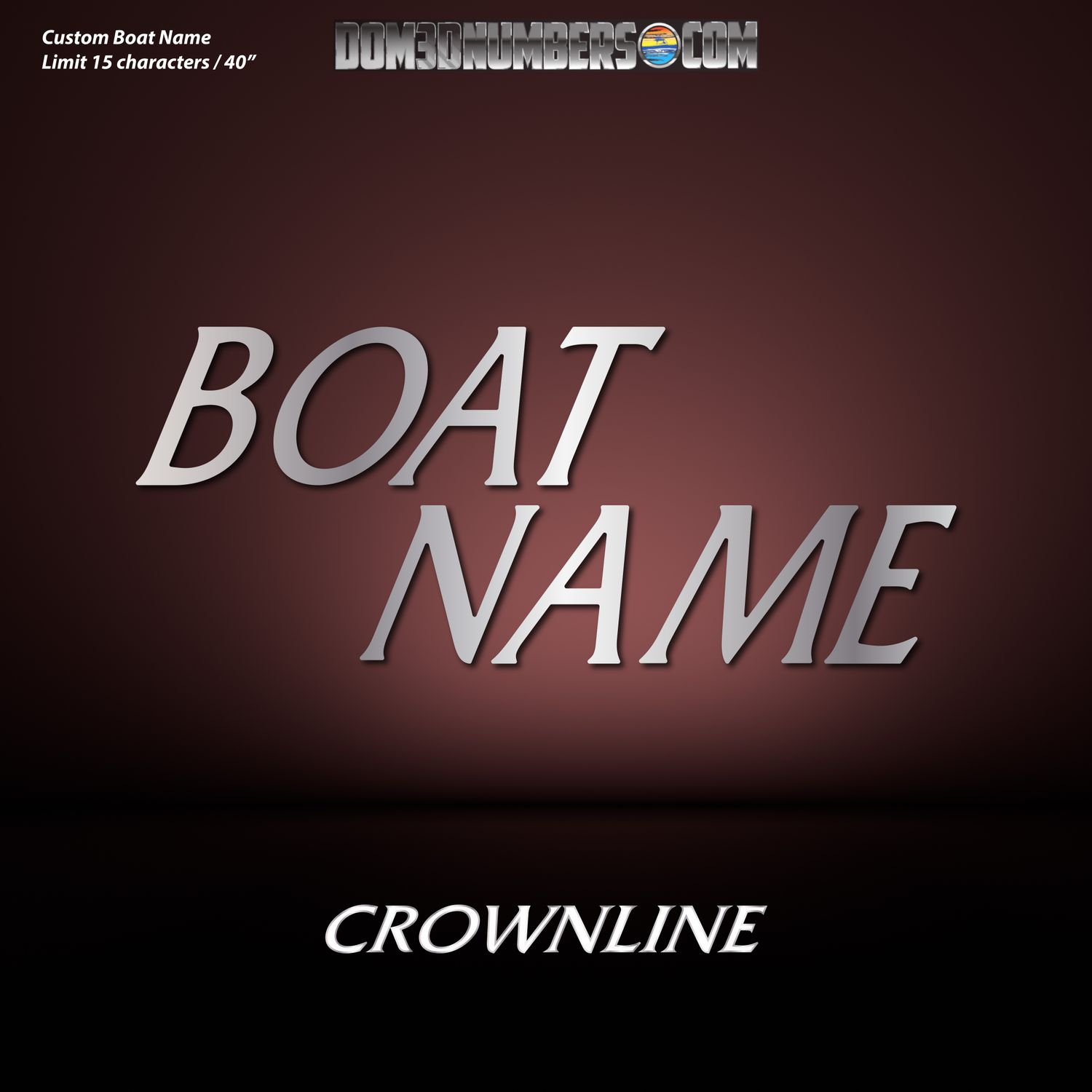 Domed Boat Name in the Crownline Font v1