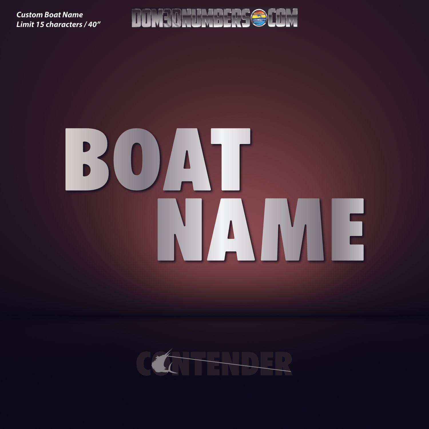 Domed Boat Name in the Contender Font