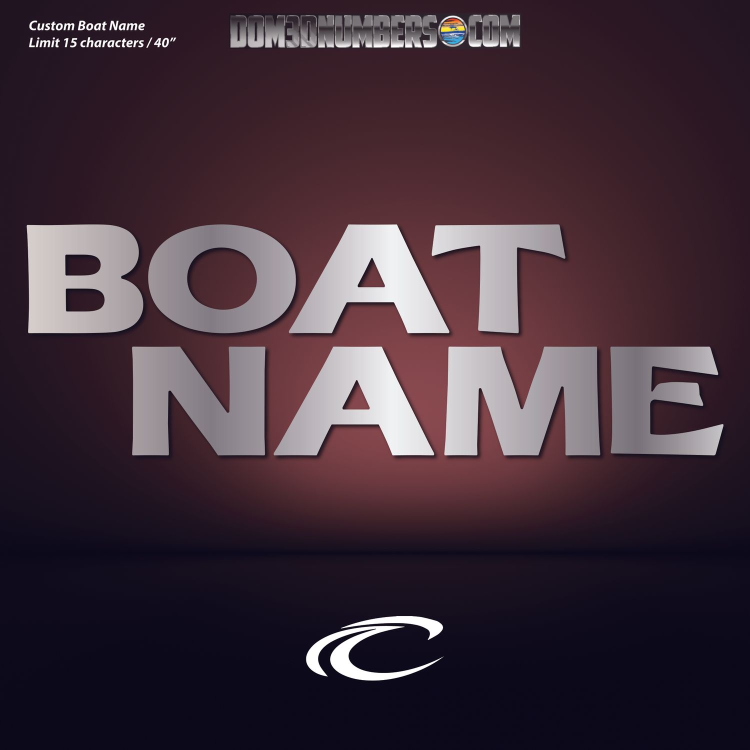 Domed Boat Name in the Crest Font