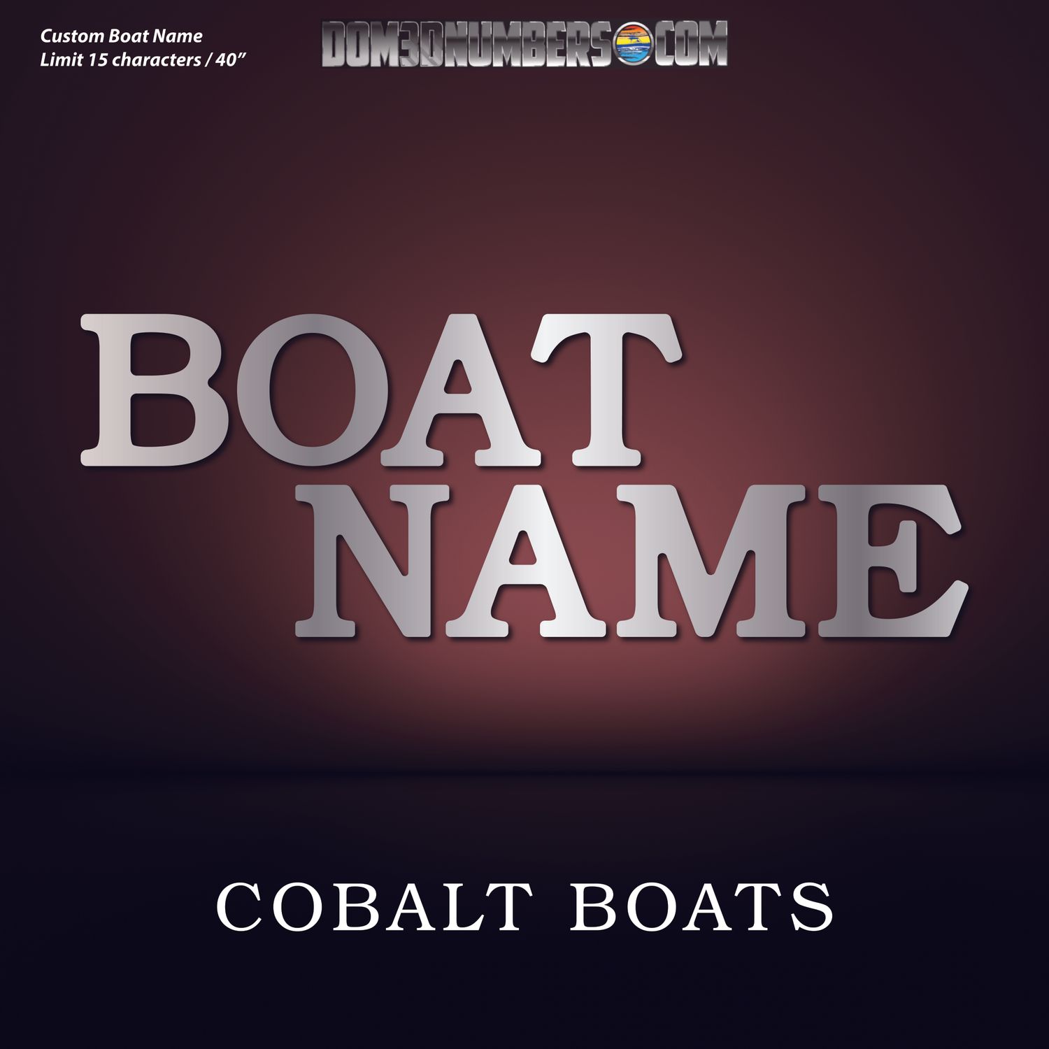 Domed Boat Name in the Cobalt Font Domed Boat Name in the Cobalt Font