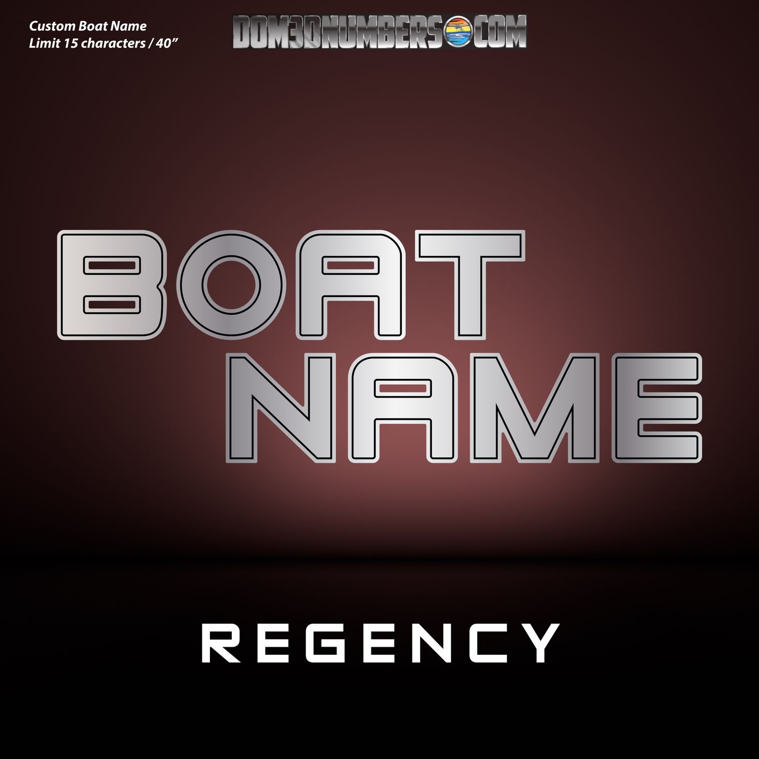 Domed Boat Name in the Regency Font