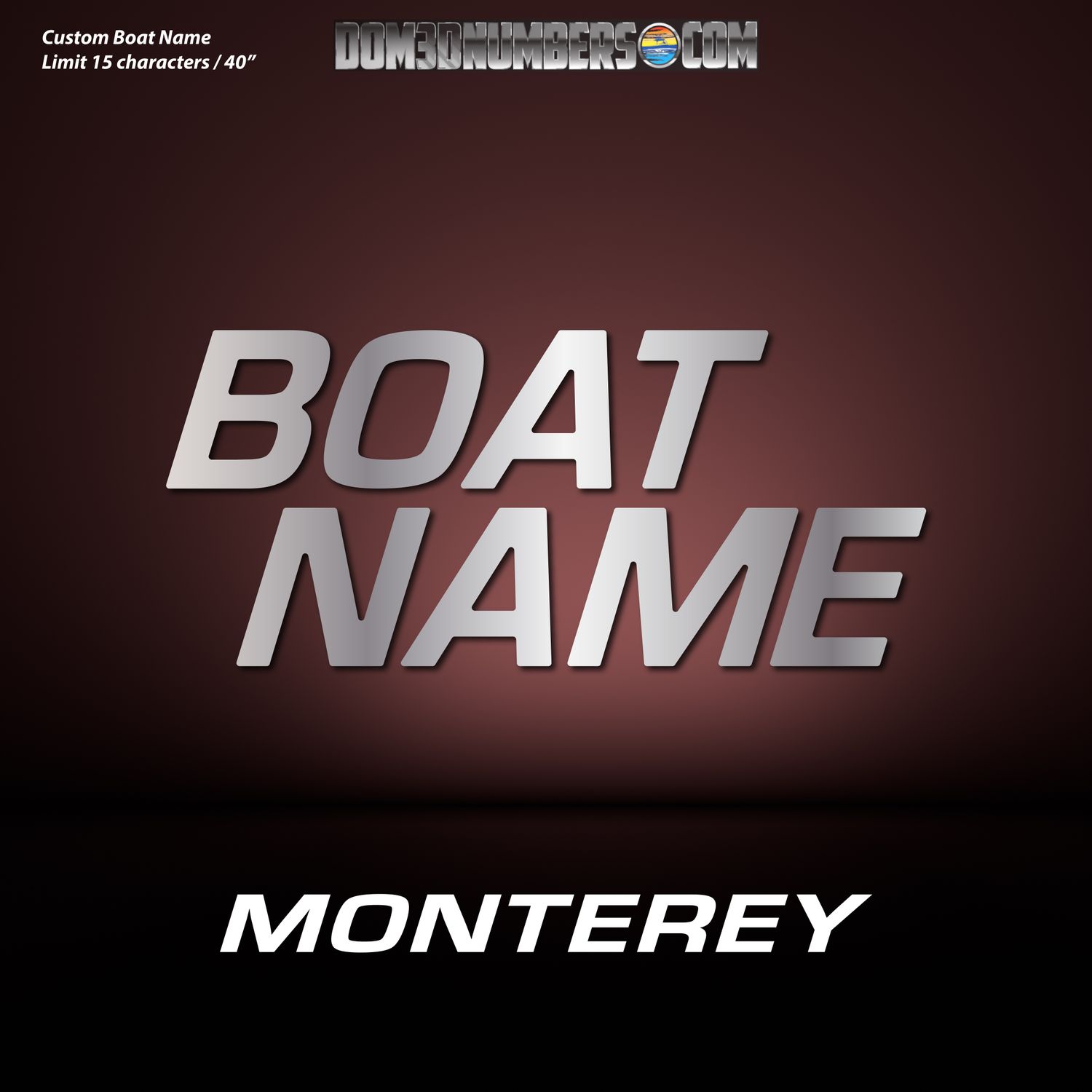 Domed Boat Name in the Monterey Font, 2004-2024