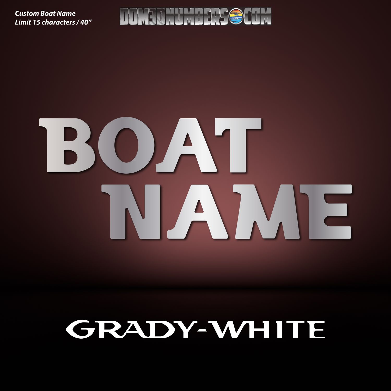 Domed Boat Name in the Grady-White Font