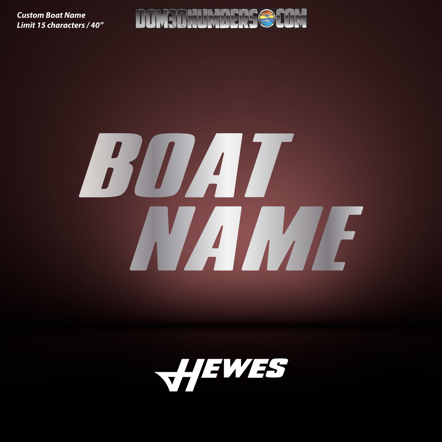 Domed Boat Name in the Hewes Font
