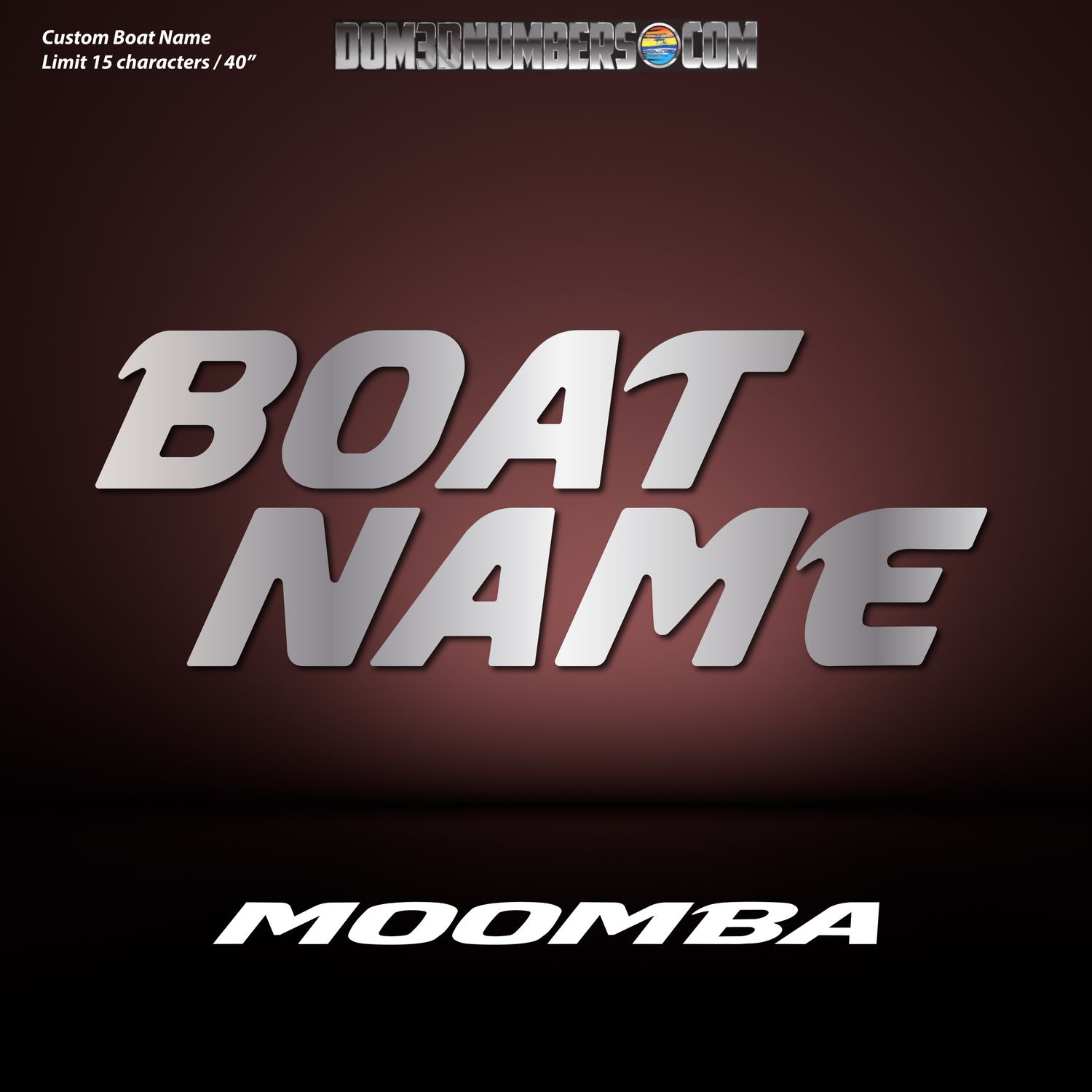 Domed Boat Name in the Moomba Font