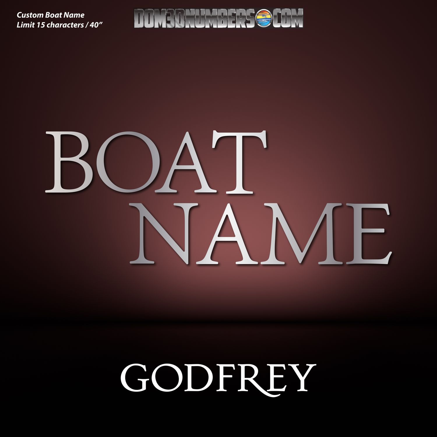 Domed Boat Name in the Godfrey Font