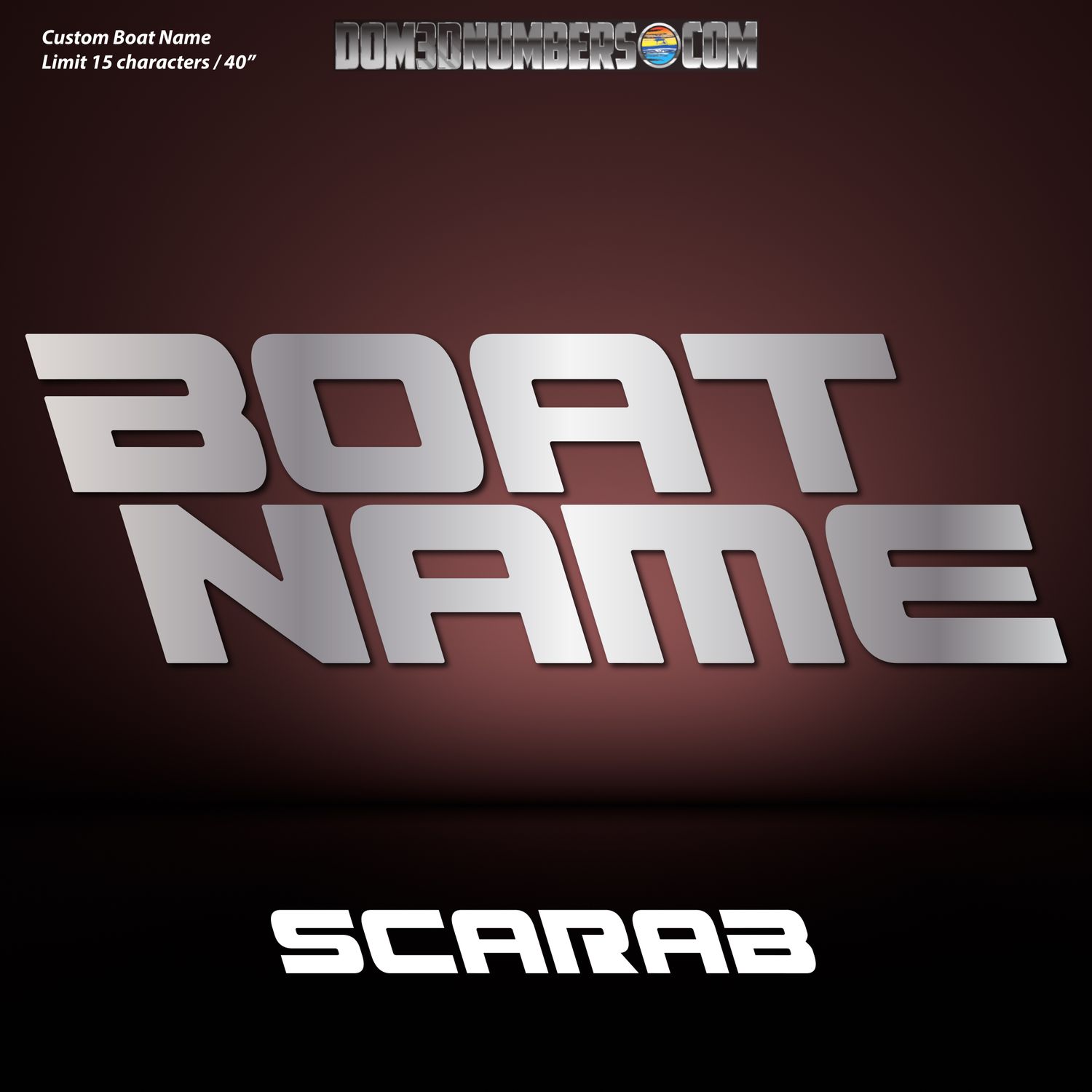 Domed Boat Name in the Scarab Font