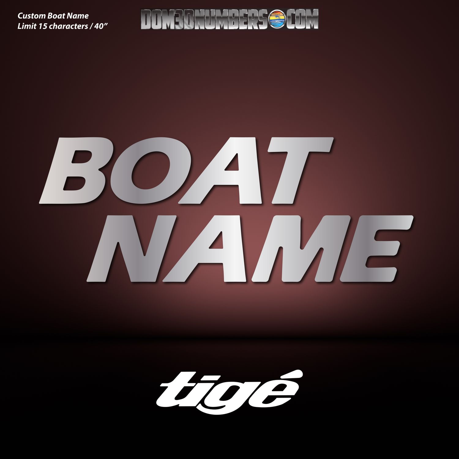 Domed Boat Name in the Tige Font