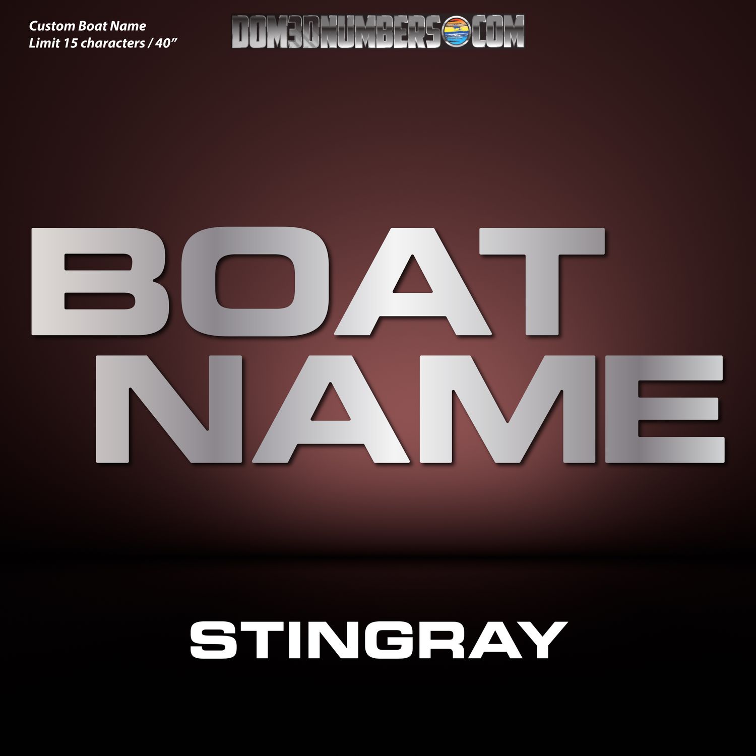Domed Boat Name in the Stingray Font