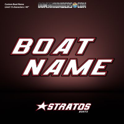 Domed Boat Name in the Stratos Font,  Colors Matched to Boat Logo