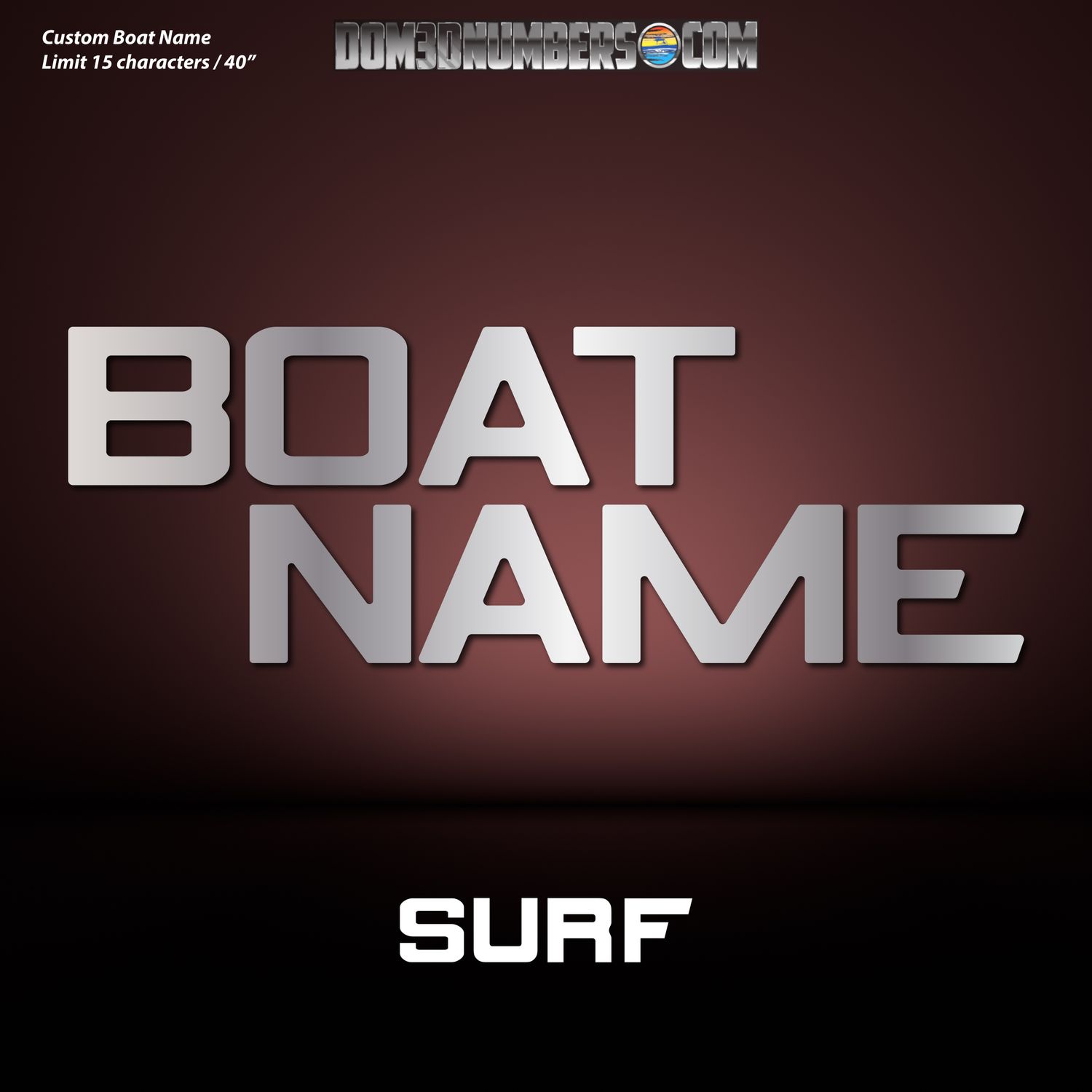 Domed Boat Name in the 2012-17 Centurion  Surf Font
