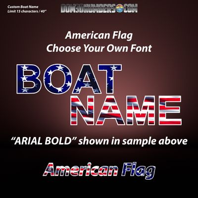 USA American Flag Domed Boat Name, Choose Your Own Font