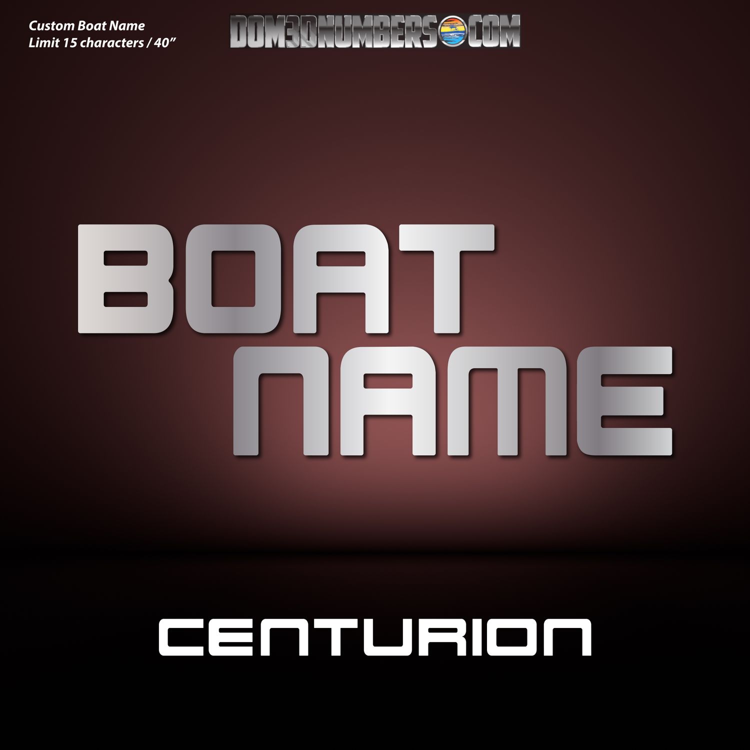 Domed Boat Name in the Centurion Font (all years)