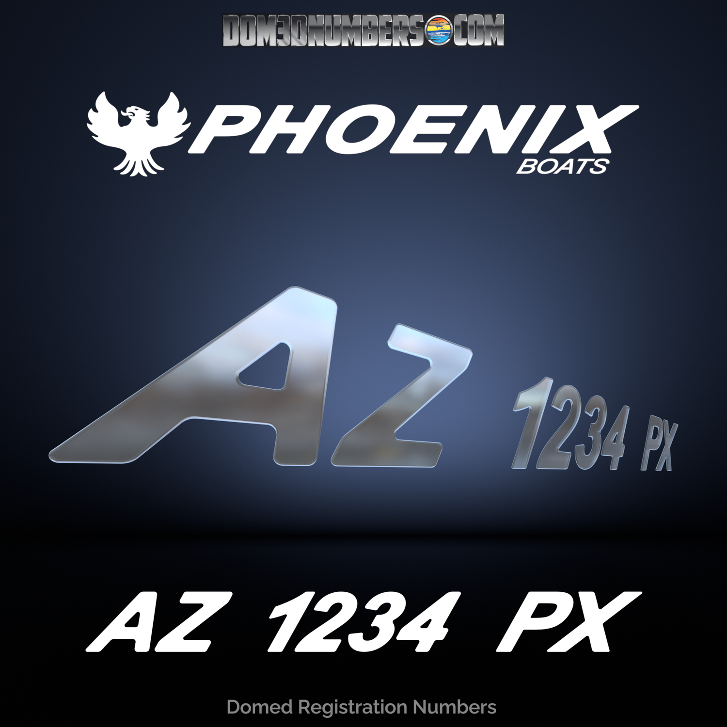 Phoenix Boats Domed Registration v2, Factory Matched Chrome