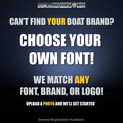 Domed Registration Numbers, Choose Your Own Font