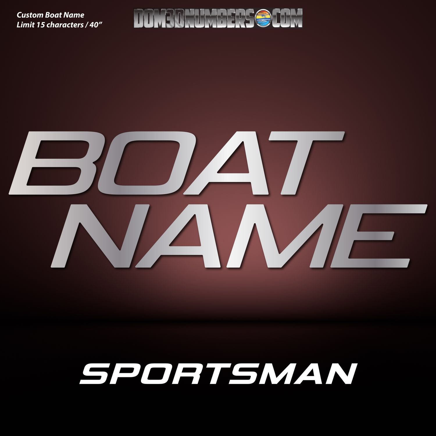 Domed Boat Name in the Sportsman Font