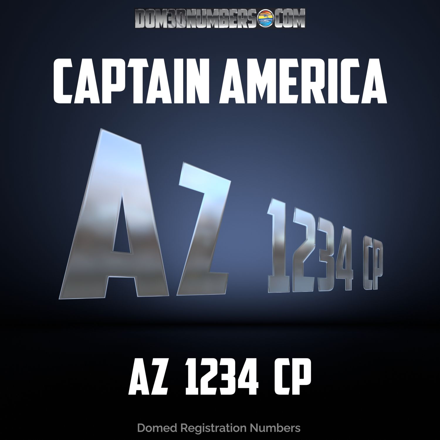 Domed Registration in the Captain America Font