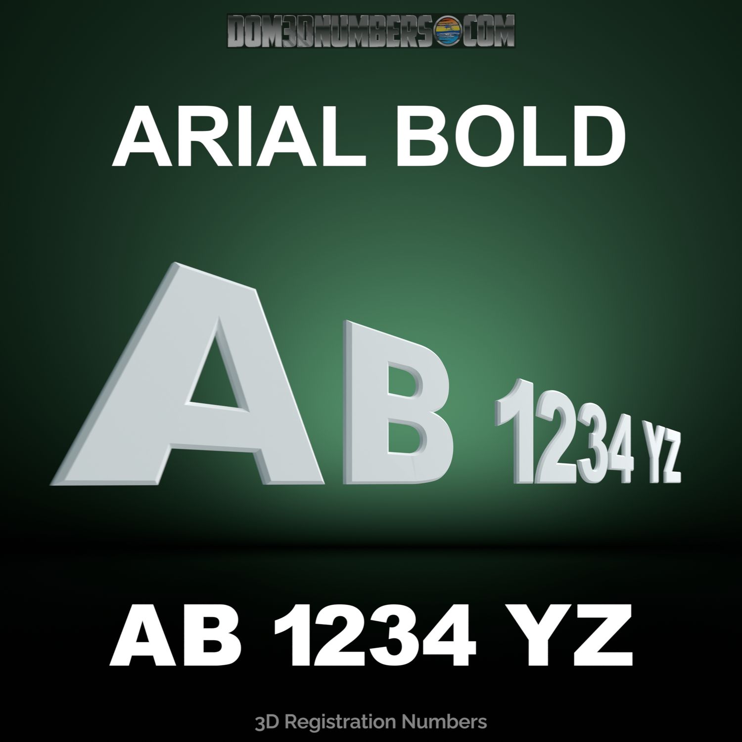 Arial Bold 3D Emblem Registration