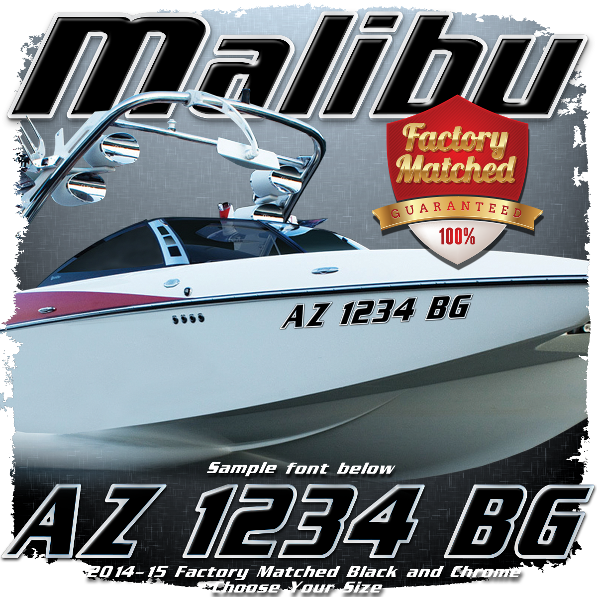 2014-19 Malibu Domed Registration, Black &amp; Chrome Factory Match