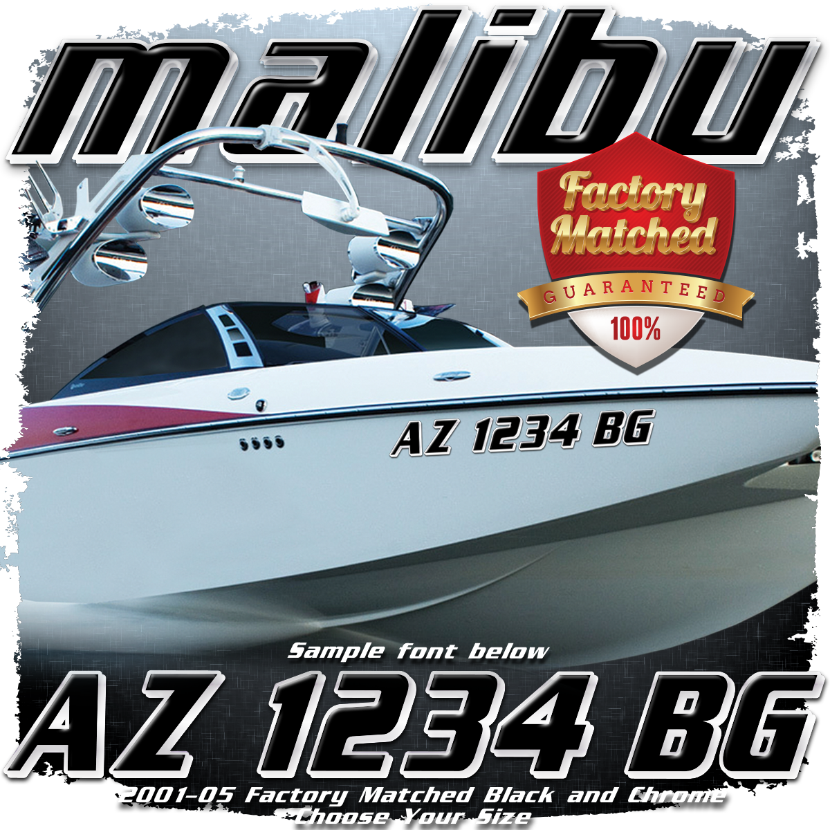 2001-2005 Malibu Domed Registration, Factory Decal Matched Colors