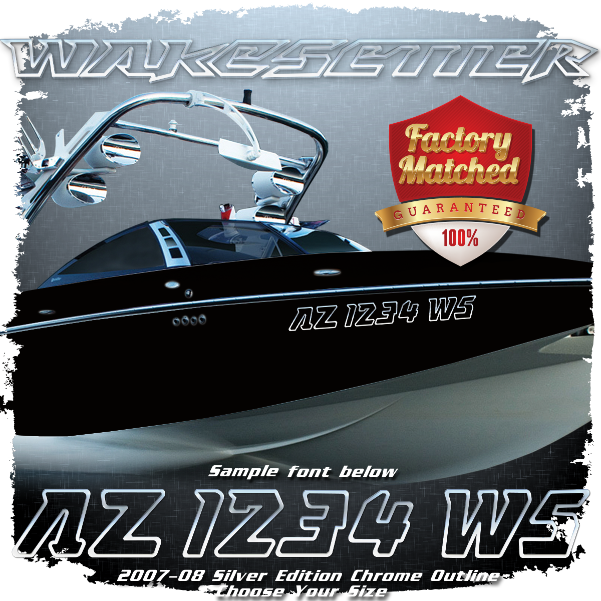 2007-2008 Malibu Wakesetter Domed Registration, Chrome Outline Only