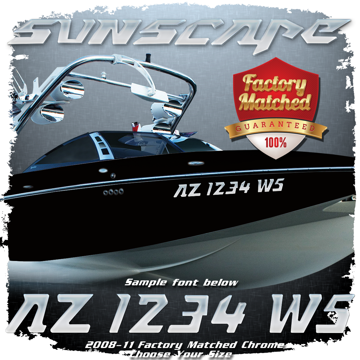 2008-11 Malibu Sunscape Domed Registration, 2008-11, Solid Chrome