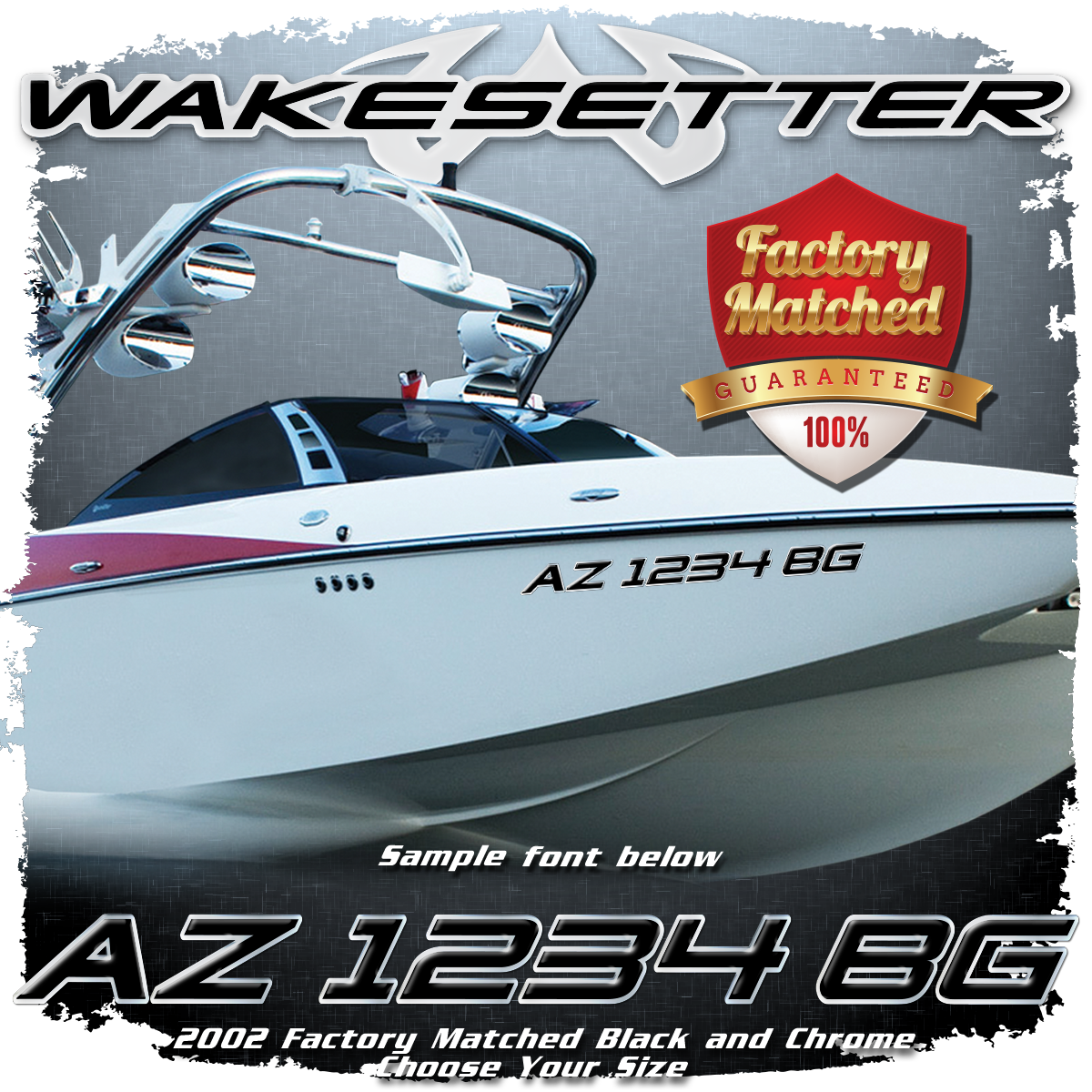 2001-05 Malibu Wakesetter Domed Registration, Black &amp; Chrome Factory Match