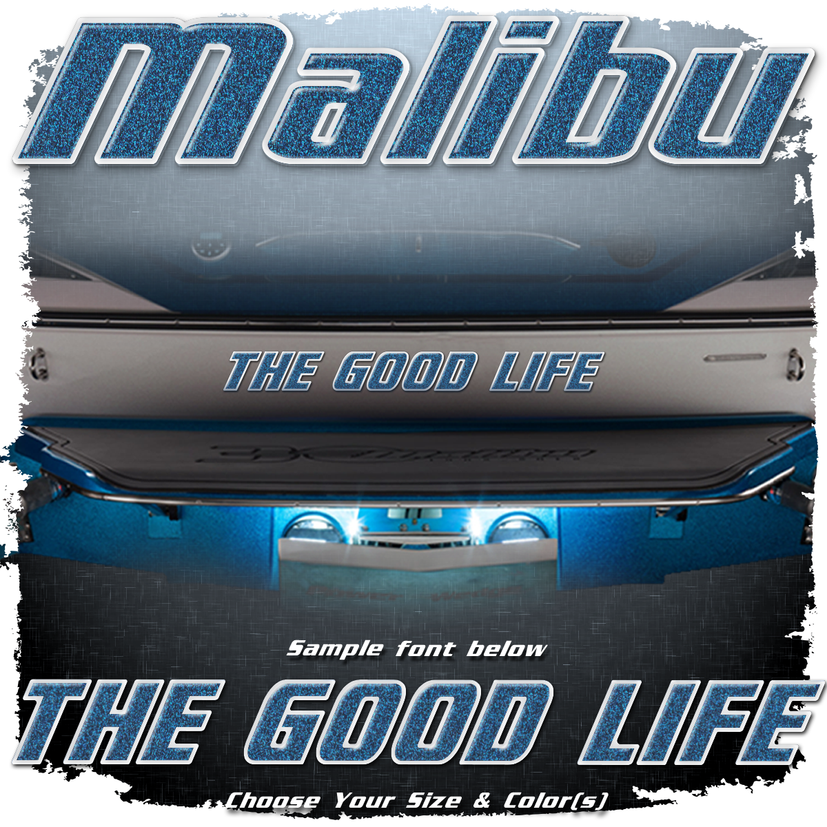 Domed Boat Name in the Malibu Font (all years), Choose your own colors