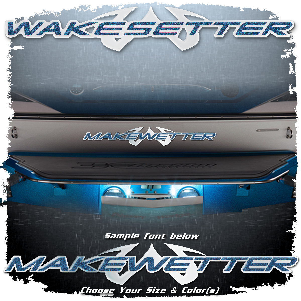 Domed Boat Name in the 2001-03 Wakesetter Font, Choose Your Own Colors