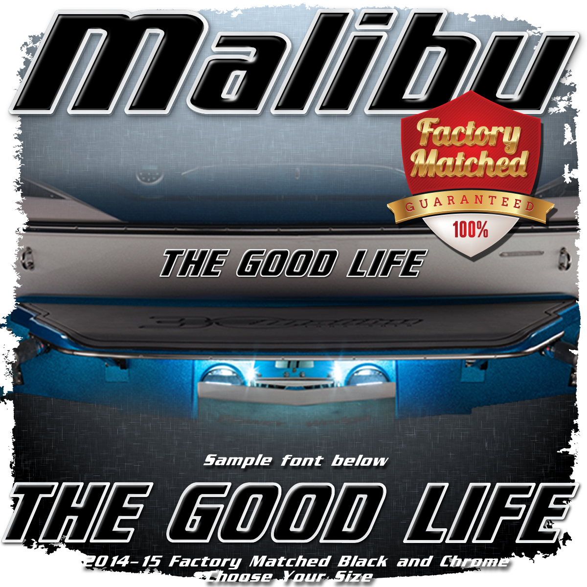 Domed Boat Name in the Malibu Font, 2014-19 Factory Decal Matched Colors