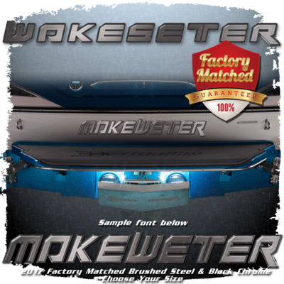 Domed Boat Name in the Malibu Wakesetter Font, 2017-19 Factory Matched to Emblem