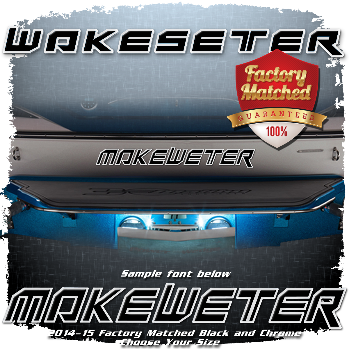 Domed Boat Name in the Malibu Wakesetter Font, 2014-16 Factory Matched to Emblem