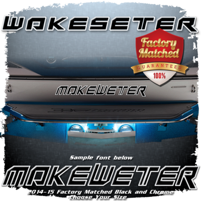 Domed Boat Name in the Malibu Wakesetter Font, 2014-16 Factory Matched to Emblem