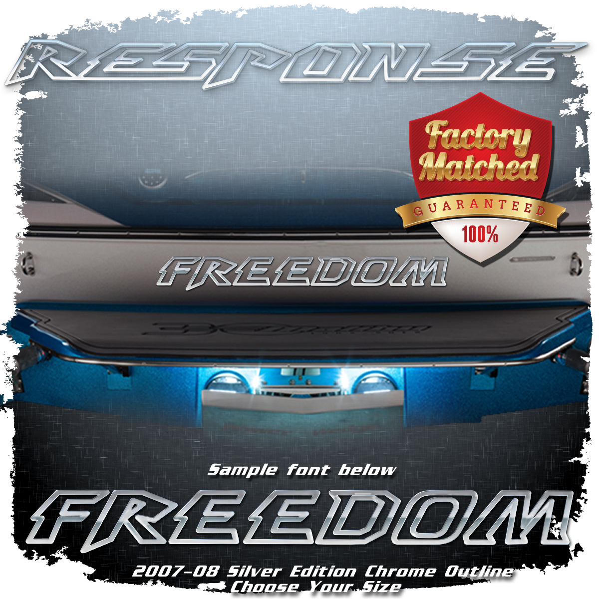 Domed Boat Name in the 2007-08 Malibu Response Font, Chrome Outline only