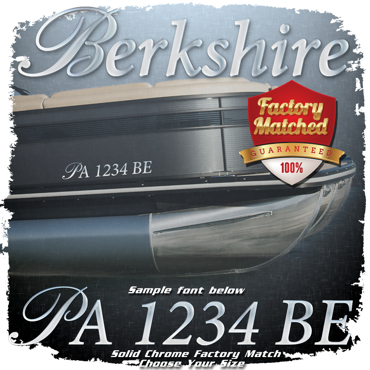 Berkshire Logo Style #1 Registration (2 included), Factory Matched Chrome