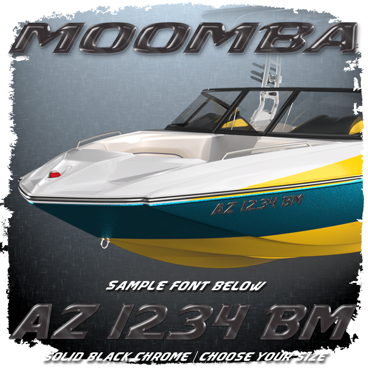 Moomba Domed Registration, Black Chrome Factory Logo Match