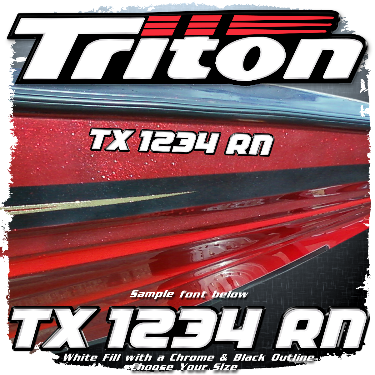 Triton Boats Factory Matched White, Chrome & Black Registration (2 included)