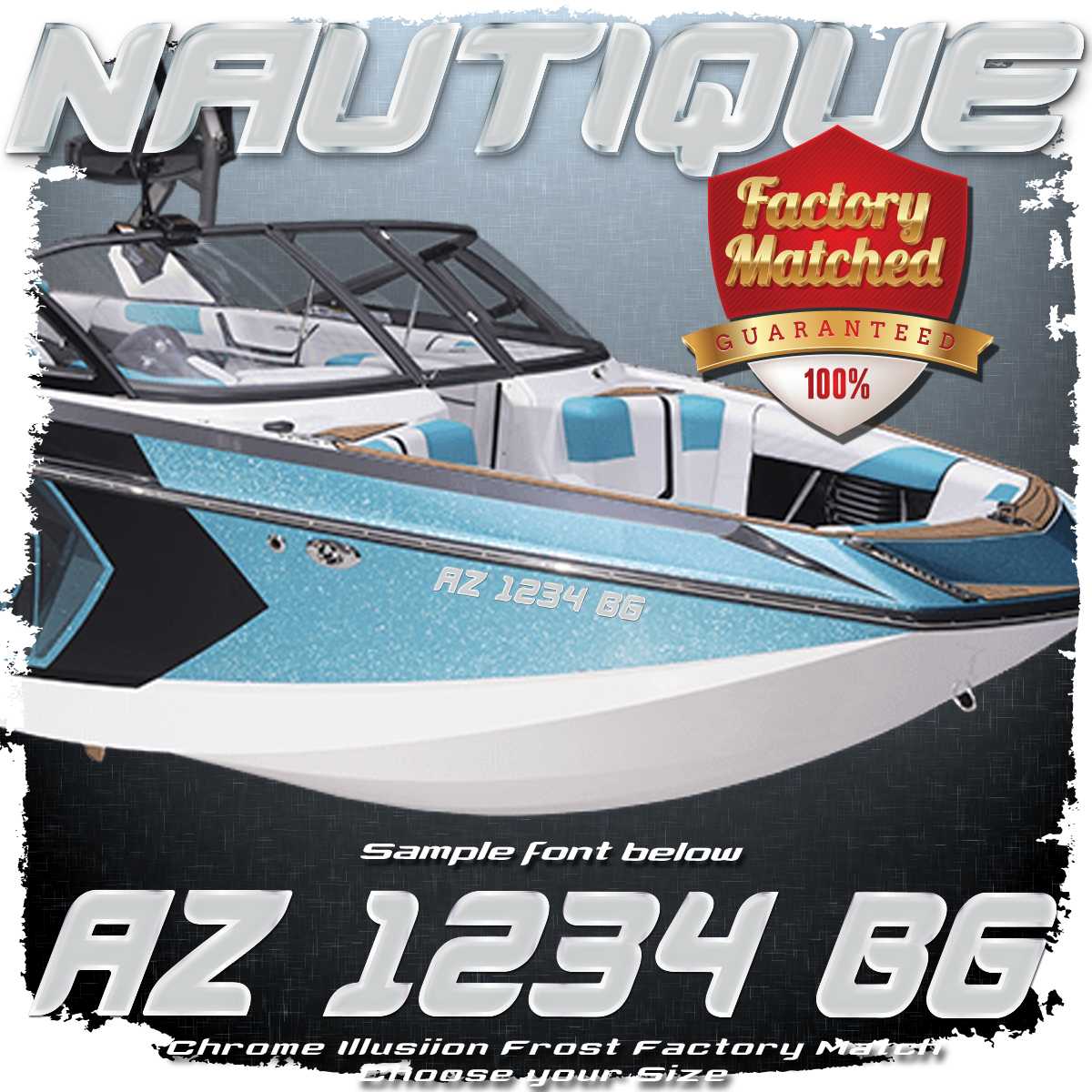 Nautique Domed Registration, Chrome Illusion Frost