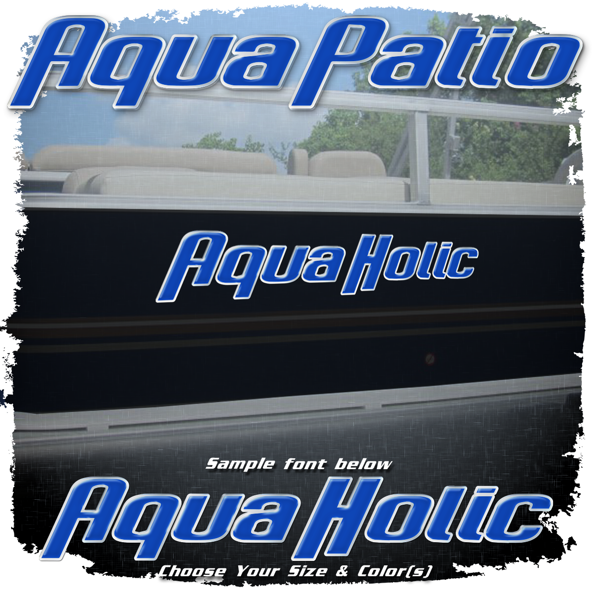 Domed Boat Name in the Aqua Patio Font