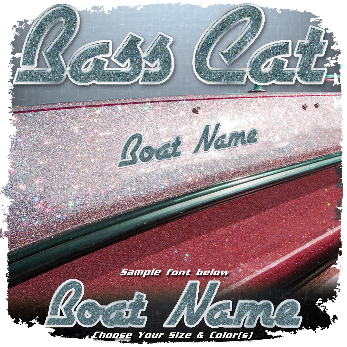 Domed Boat Name in the Bass Cat Font, Choose Your Own Colors