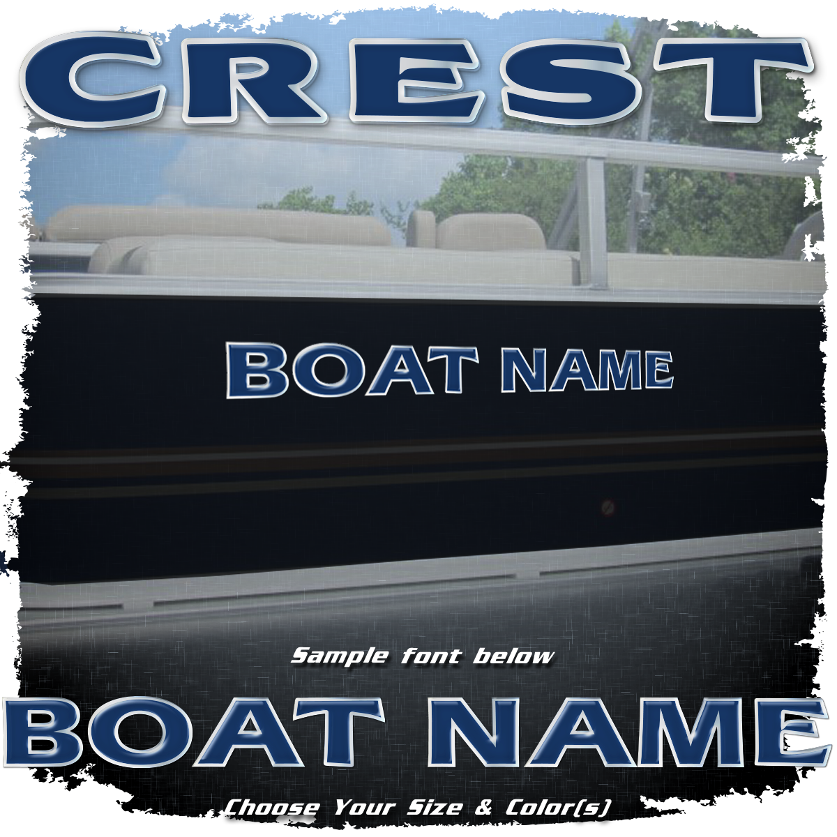 Domed Boat Name in the Crest Font