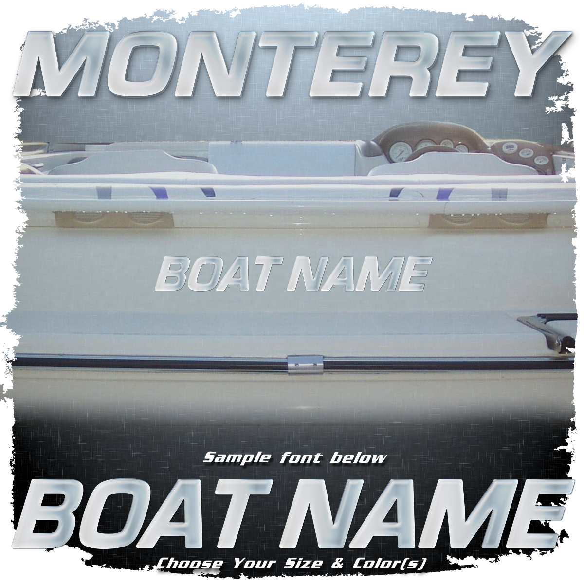 Domed Boat Name in the Monterey Font