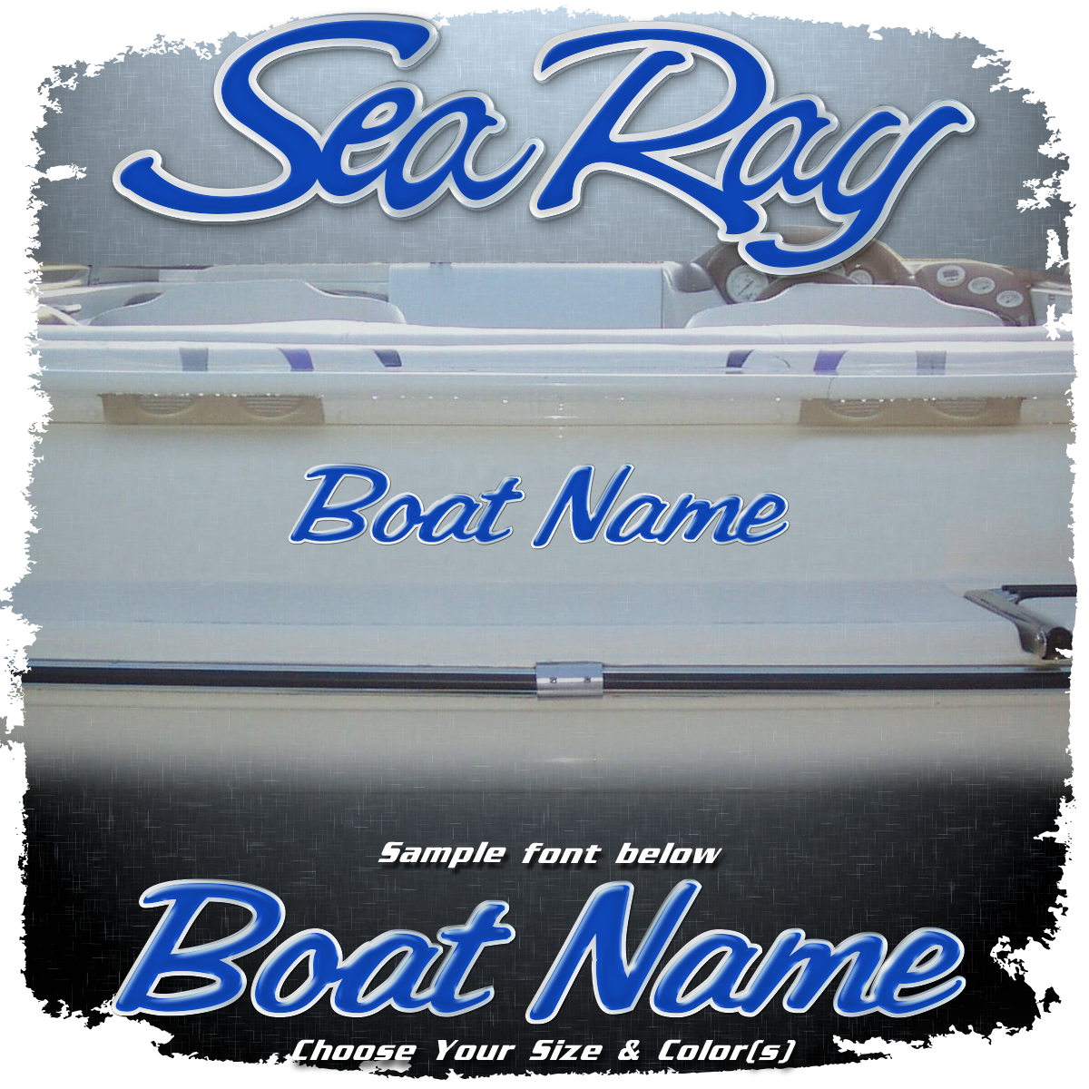 Domed Boat Name in the Sea Ray Script Font