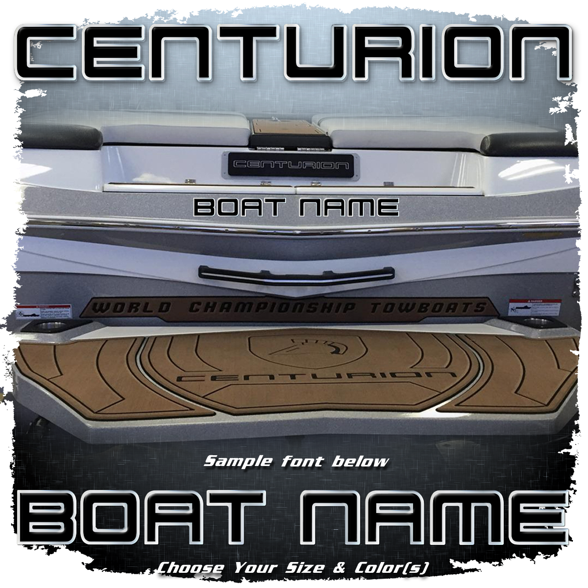 Domed Boat Name in the Centurion Font, Choose Your Own Colors