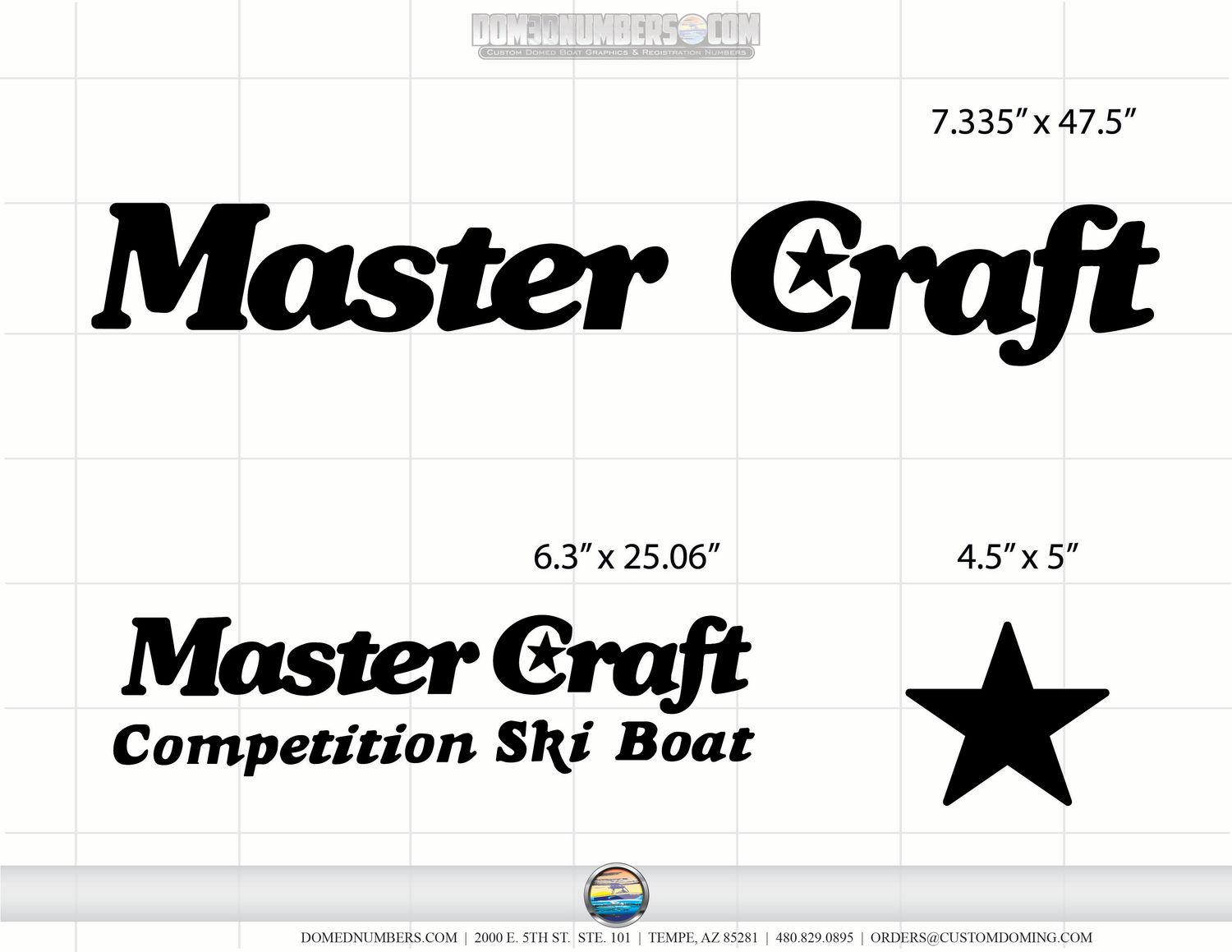 1985 MasterCraft Star Decal Package, Choose your color