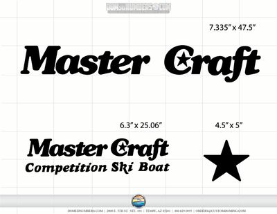 1985 MasterCraft Star Decal Package, Choose your color