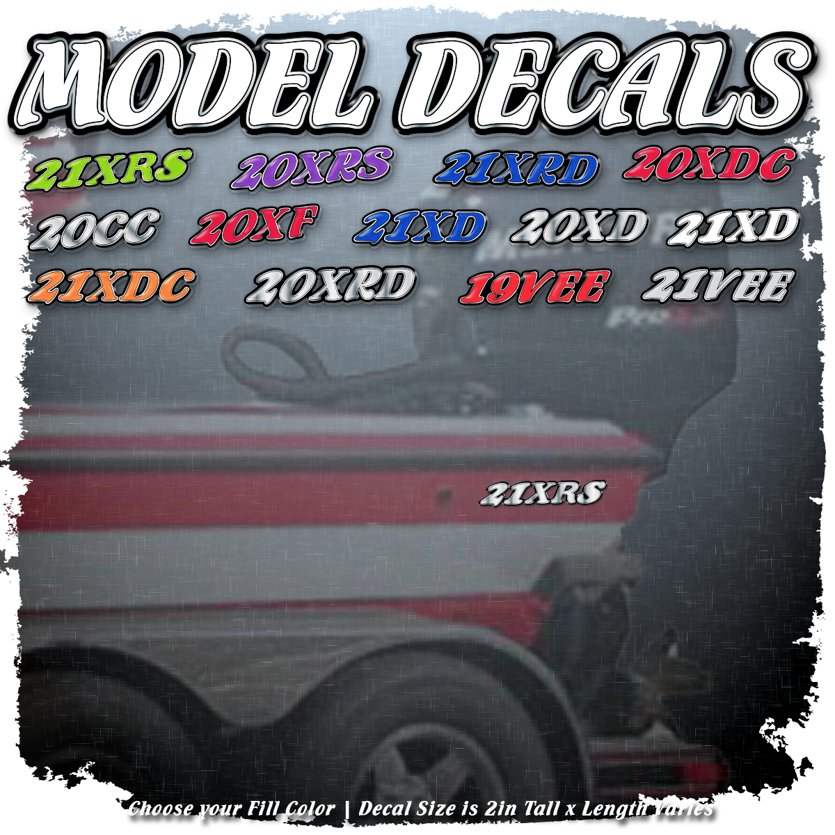 Domed Bullet "model number" Decal Set, Choose Your Color (2 included)