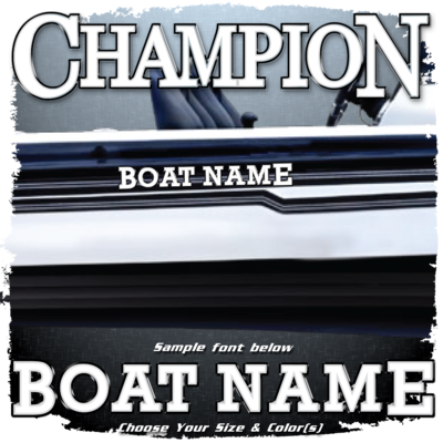 Domed Boat Name in the Champion Font, Choose Your Own Colors