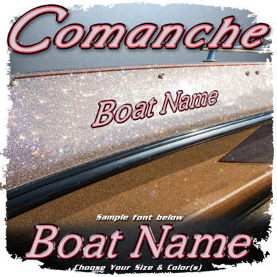 Domed Boat Name in the Ranger Comanche Font